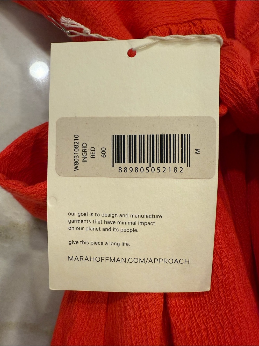 Mara Hoffman Dress Size Medium Red Ingrid Maxi Wrap Belted Made USA Organic - Picture 4 of 10